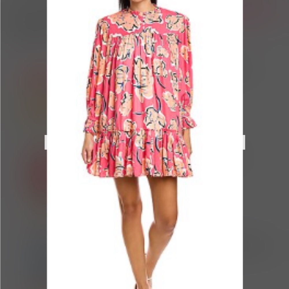 Garrie B Ruffle Mini Dress, pockets, lined, new with tags